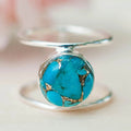 Exaggerated Round Faux Turquoise Ring For Women, European American Niche Design Statement Hand Jewelry view 2