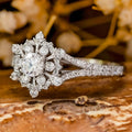 Snowflake Inlaid Ring, Light Luxury Fashion Wedding Band And Elegant Anniversary Gift Jewelry view 2