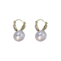 Korean Light Luxury Geometric Hoop Drop Alloy Rhinestone Champagne Pearl Elegant Women's Earrings view 5