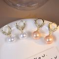 Korean Light Luxury Geometric Hoop Drop Alloy Rhinestone Champagne Pearl Elegant Women's Earrings view 1