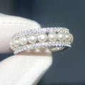 French Slim Waist Faux Pearl Ring For Women With Zircon, Light Luxury Index Finger Jewelry view 1