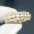 French Slim Waist Faux Pearl Ring For Women With Zircon, Light Luxury Index Finger Jewelry view 5