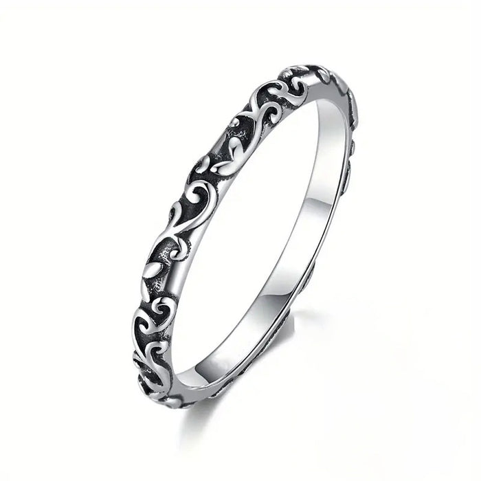 Vintage Carved Floral Vine Ring Antique Finish European Cross Border Fashion Finger Jewelry