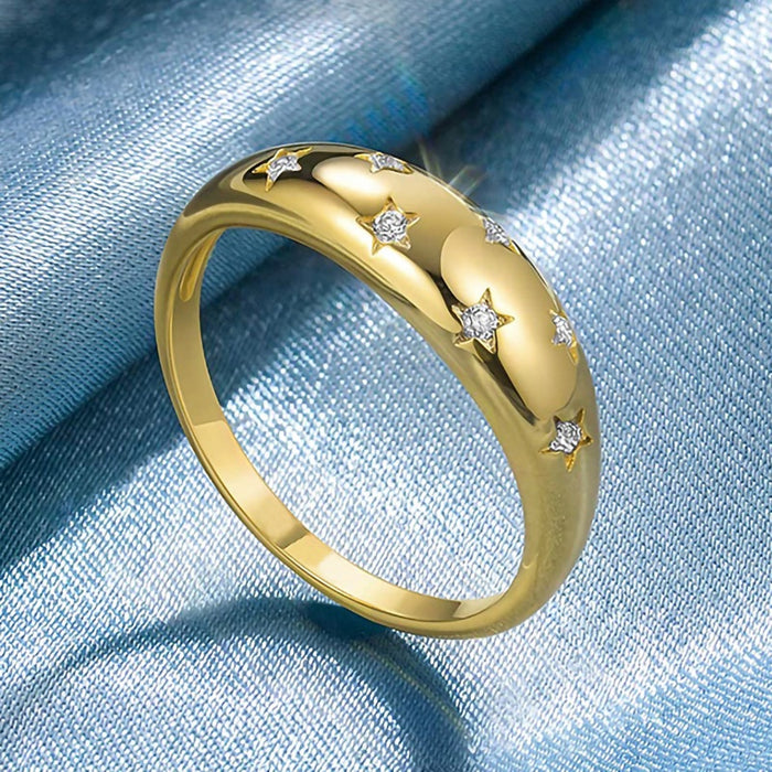 European American Trendy Five Point Star Ring For Women Minimalist Fashion Finger Jewelry