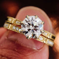 Sparkling Simulated Diamond Ring For Women, Luxury Princess Wedding Couple Ring Jewelry view 3