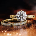 Sparkling Simulated Diamond Ring For Women, Luxury Princess Wedding Couple Ring Jewelry view 1