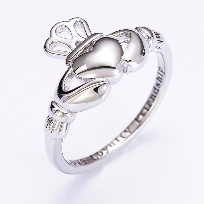 Hollow Hands Holding Heart Ring With English Letter Design Fashion Metal Finger Jewelry