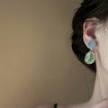 Ice Clear Contrast Color Resin Geometric Round Drop Earrings With Silver Needle For Women view 3