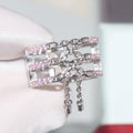 Luxury Chain Ring For Women, Three Layer Pave Zircon Fashion Finger Ring With Faux Tassel Design view 1