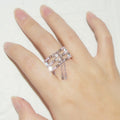 Luxury Chain Ring For Women, Three Layer Pave Zircon Fashion Finger Ring With Faux Tassel Design view 3