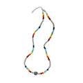 Korean Colorful Bead Smiley Heart Double Layer Pendant Necklace, Niche Beaded Choker Jewelry view 5