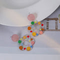 Colorful Transparent Polka Dot Flower Acrylic Stud Dangle Earrings For Women Sweet Statement Earrings view 3