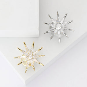 Copper Zircon Eight Point Star Brooch Pin For Dress And Cardigan