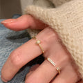 Gold Plated Copper Zircon Nail Open Ring, Korean Geometric Statement Ring For Women view 3