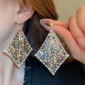 Chic Copper Geometric Rhombus Rhinestone Sequin Drop Earrings For Women view 1