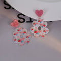 Sweet Acrylic Butterfly Cherry Flower Wreath Heart Stud Drop Earrings For Summer Fashion Earrings view 2