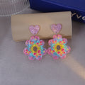 Sweet Acrylic Butterfly Cherry Flower Wreath Heart Stud Drop Earrings For Summer Fashion Earrings view 3