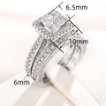 European American Luxury Geometric Couple Rings For Women, Wedding Band Two Piece Set view 4