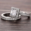 European American Luxury Geometric Couple Rings For Women, Wedding Band Two Piece Set view 2