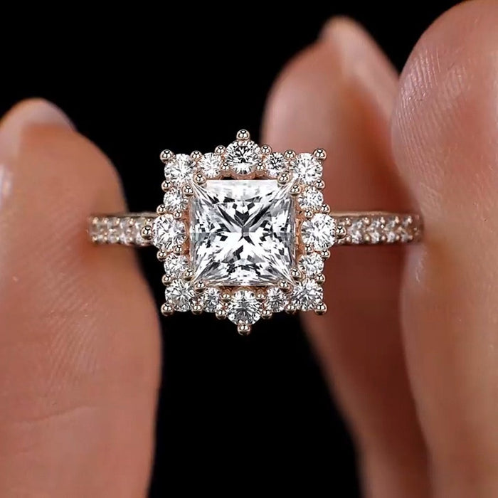 Light Luxury Small Square Ring For Women, Minimalist Four Sided Geometric Fashion Finger Ring