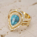 Bohemian Water Drop Vintage Ring, Fashion Geometric Artistic Statement Finger Ring For Women view 5