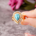 Bohemian Water Drop Vintage Ring, Fashion Geometric Artistic Statement Finger Ring For Women view 3
