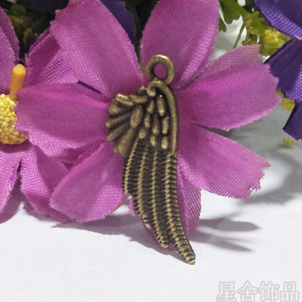 29x11mm Double-Sided Wing Feather Alloy Charm Pendant