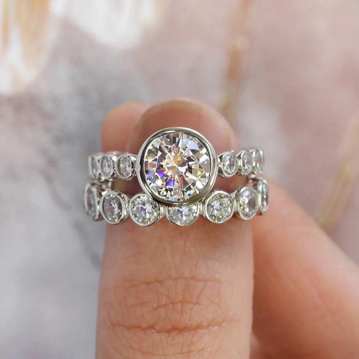 Sparkling Simulated Diamond Ring Set For Women Luxury Fashion Wedding And Bridal Jewelry