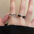 Y2K Sweet Cool Alloy Enamel Sunglasses Open Ring Korean Geometric Fashion Finger Jewelry view 2