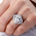 Sparkling Simulated Diamond Ring Set For Women, 3 Piece Luxury Fashion Wedding Bridal Rings view 3