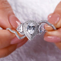 Sparkling Simulated Diamond Ring Set For Women, 3 Piece Luxury Fashion Wedding Bridal Rings view 2