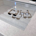 Y2K Sweet Cool Alloy Open Ring With Drip Oil Glasses Geometric Design For Women view 2