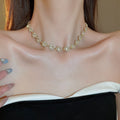 Light Luxury Alloy Necklace With Sparkling Square And Round Colorful Rhinestone French Minimalist Choker view 4
