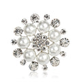 Black Silver Tone Pearl Crystal Halo Crystal Pearl Look Metal Brooch Pin view 6