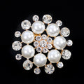 Black Silver Tone Pearl Crystal Halo Crystal Pearl Look Metal Brooch Pin view 2