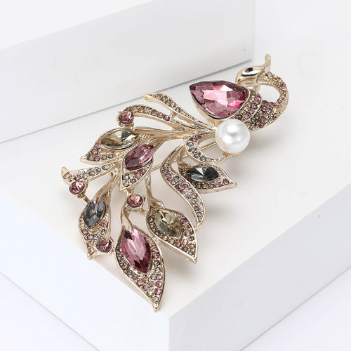 Alloy Rhinestone Phoenix Brooch Pin For Women's Suit And Coat