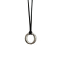 Y2K Mirror Round Ring Alloy Pendant Leather Cord Sweater Necklace Geometric High-End Style For Women view 5