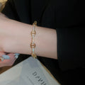 Gold Plated Copper Oval Bangle With Sparkling Zircon Luxury Fashion Statement Jewelry view 1