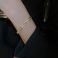 Gold Plated Copper Oval Bangle With Sparkling Zircon Luxury Fashion Statement Jewelry view 3