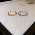 Gold Plated Copper Zircon Bamboo Joint Open Ring For Women New Chinese Geometric Style view 2