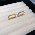 Gold Plated Copper Zircon Bamboo Joint Open Ring For Women New Chinese Geometric Style view 4