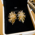 Light Luxury Copper Star Firework Zircon Stud Earrings With Silver Pins view 1