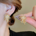 Light Luxury Copper Star Firework Zircon Stud Earrings With Silver Pins view 2
