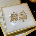 Light Luxury Copper Star Firework Zircon Stud Earrings With Silver Pins view 3