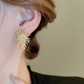 Light Luxury Copper Star Firework Zircon Stud Earrings With Silver Pins view 4
