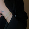 Gold Plated Copper Flower Star Zircon Bangle, Chic Luxury Fashion Bracelet Jewelry view 4