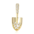 Copper Zircon Shovel Tool Brooch Pin For Suits And Coats view 5