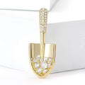 Copper Zircon Shovel Tool Brooch Pin For Suits And Coats view 2