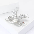 Copper Zircon Crane Brooch For Artistic Women's Suit Decoration view 2