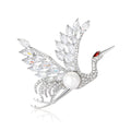 Copper Zircon Crane Brooch For Artistic Women's Suit Decoration view 5